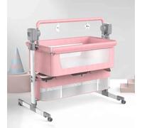 WYWY Lettino elettrico per bambini, regolabile in altezza, lettino da viaggio con lettore musicale, rete staccabile, cestino portaoggetti e borsa per il trasporto, lettino pieghevole per neonati (rosa