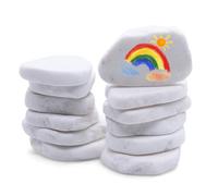 WYYFXY® 12 pietre piatte da dipingere, 3 - 8 cm, ciottoli bianchi, piatte, lisce, a forma irregolare, per pittura colorata e decorazione