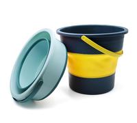 WYYFXY® 2 PCS Silicone Secchio Pieghevole Bacinella 5L Catino Pieghevole Secchio Lavapavimenti Secchio per Lavaggio Auto, Spiaggia, Pesca, Campeggio, Hikenture, Viaggi (Verde e Blu)