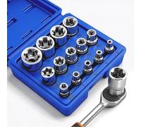 WYYFXY® Set da 14 pezzi di chiavi a bussola Torx per esterni E4-E24, set di chiavi a bussola Torx per esterni in CR-V con scatola di conservazione, set di chiavi Torx E 1/2'' 1/4'' 3/8'' per