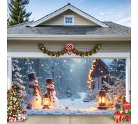 WYYHAA A, 13 x 4 x 1,8 m, decorazioni natalizie per porte di garage, pupazzi di neve e scene innevate sono piene di allegria festiva, grande sfondo impermeabile riutilizzabile natalizio da appendere
