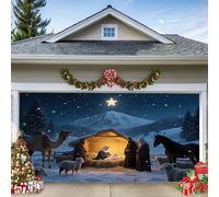 WYYHAA A,6,5 x 5 ft/2 x 1,5 m, banner per il garage di Natività Gesù, grande decorazione di Natale cristiana con santa famiglia e animali, affresco all'aperto per feste