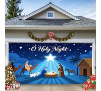 WYYHAA C,13 x 6 ft/4 x 1,8 m, coperta da garage di Natale Natività, nascita Santa con Maria, Angeli, pecore e asino, tela da parete esterna religiosa