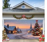 WYYHAA C,16 x 7ft/4,8 x 2,1 m, striscione natalizia per porta del garage, grande sfondo impermeabile, riutilizzabile, decorazione per le vacanze per la casa, il giardino, le feste
