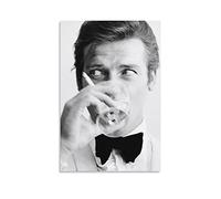 WYYXFTela Quadro Gli attori Roger Moore Fumo Bere Camera da Letto Pittura Decorativa Poster Camera estetica Senza Cornice (50x70cm)