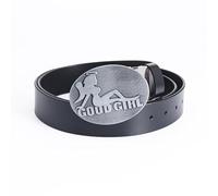 WYYXJY Cintura Uomo Cintura Nera Brava Ragazza Punk Rock Hiphop Casual Western Cowboy Cintura Pelle Bovina Cintura retrò Grande Fibbia 100 Cm
