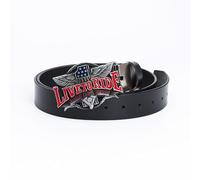 WYYXJY Cintura Uomo Leather Belt Nero Live To Ride Cintura Punk Rock Hiphop Casual Western Cowboy Cintura Pelle Bovina Cintura retrò Grande Fibbia 115 Cm