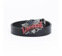 WYYXJY Cintura Uomo Leather Belt Nero Live To Ride Cintura Punk Rock Hiphop Casual Western Cowboy Cintura Pelle Bovina Cintura retrò Grande Fibbia 105 Cm