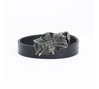 WYYXJY Cintura Uomo Leather Belt Nero Live To Ride Cintura Punk Rock Hiphop Casual Western Cowboy Cintura Pelle Bovina Cintura retrò Grande Fibbia 115 Cm