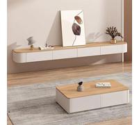 WYZSIINK Mobile Porta TV Moderno Sospeso O Da Appoggio,Con Doppio Cassetto E Ante,Per TV 55-65 Pollici - Console Per Intrattenimento Con Foro Cavi,Per Soggiorno O Ufficio(Natural,180cm)