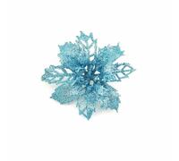 WZBAO 1 pz 10 cm glitter fiori artificiali di natale decorazioni per l'albero di Natale per la casa, fiori finti ornamenti di Natale decorazioni per il nuovo anno - Azzurro