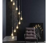 WZH Lampadario a LED Scala Moderna Illuminazione a Sospensione a Goccia d'Acqua per Villa Duplex Scala Lampada a Sospensione Lunga