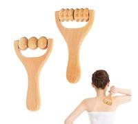 Wzhtuzi Rullo massaggiante in legno, 2 pezzi, rullo massaggiante in legno, per rilassare schiena, gambe, mani, muscolatura del corpo, strumenti manuali per massaggi per la terapia del legno