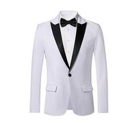 WZIKAI Giacca da smoking da uomo, slim fit, con un bottone, tinta unita, per matrimoni, balli, cene, feste, A-bianco, M
