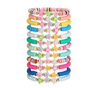 WZJLY Set di 12 braccialetti elastici da donna, senza fili, bohémien, multistrato, colorati, regolabili, idea regalo per le donne, One Size, Argilla, Nessuna pietra preziosa