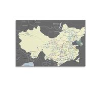 WZKTCL Poster con mappa della Cina, poster decorativo da parete su tela, stampa artistica moderna, per camera da letto, per camera da letto, 60 x 90 cm