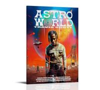 WZLLHA Astroworld by Travis ScottArt Stampa su tela vintage poster per camera da letto moderna decorazione estetica bar carrello decorazione da parete con cornice, 50 x 75 cm