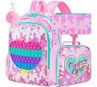 WZLVO Zaino per bambini per ragazze, con unicorno e sirena, per scuola materna, scuola elementare, borsa per libri e portapranzo, Love Pink, Taglia unica
