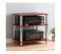 Wzmazingly 2/3/4 Ripiani Scaffali HiFi, Componente Audio/video Con Piedini Ammortizzanti, Supporto Per Media Componente, Per La Casa, Sala Conferenze, Studio Di Gioco(Teak color,3 Tier-59cm Tall)