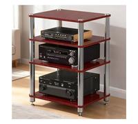 Wzmazingly 2/3/4 Ripiani Scaffali HiFi, Componente Audio/video Con Piedini Ammortizzanti, Supporto Per Media Componente, Per La Casa, Sala Conferenze, Studio Di Gioco(Teak color,4 Tier-81cm Tall)