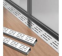 Wzmazingly 2 Pezzi Kit di Drenaggio A Canaletta, Griglia di Scarico Fognario in Acciaio Inox 304, Stretta Esterna Viale Garage Sistema di Drenaggio A Canaletta(100x5x5cm)