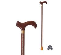 Wzmazingly Bastone da Legno con Piccola Base a Quattro Zampe e Punte in Gomma, Leggero e Resistente, Bastone da Passeggio Antiscivolo Supporto Ausilio Alla Mobilità per Anziani(Brown#2,82cm/32.5in)