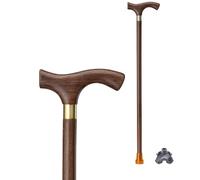 Wzmazingly Bastone da Legno con Piccola Base a Quattro Zampe e Punte in Gomma, Leggero e Resistente, Bastone da Passeggio Antiscivolo Supporto Ausilio Alla Mobilità per Anziani(Brown#1,80cm/31.5in)