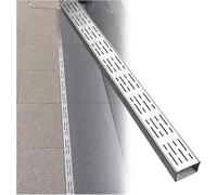 Wzmazingly Canaletta di Scolo Acqua Carrabile Sottile in Acciaio Inox, Outdoor Stretto Canale di Drenaggio con Griglia E Fessure, Lineari Canaletta Scolo Acqua Piovana per Giardino(100x15x8cm)