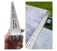 Wzmazingly Canaletta di Scolo Acqua Lineare Esterni, Lunghezza 100cm Canale di Drenaggio con Griglia in Acciaio Inox, Giardino Patio Sottile Stretto Sistema di Drenaggio a Canale(100x5x3cm)
