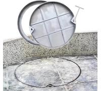 Wzmazingly Chiusino Rotondo In Acciaio Inox Con Telaio 32 30 28 26 24 22 20 18 16 14 12 Pollici, Rinforzato Invisibile Coperchio Per Fossa Settica Con Gancio Di Sollevamento(Dia 35cm/14in)