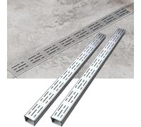 Wzmazingly Kit di Canale di Scolo in Acciaio Inox 304 con Connettore, Canaletta Scolo Acqua Piovana Lineare, Patio/Giardino/Garage/Viale Sistema di Canali di Drenaggio(2 Pack,100x10x5cm)