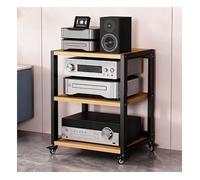 Wzmazingly Mobile HiFi 2/3/4/5 Ripiani Supporto Multimediale AV, Robusto Mobiletto Portaoggetti Stereo Per Lettori DVD/Giradischi/Decoder TV(Black+Beige,L55xW50xH70cm)