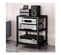 Wzmazingly Mobile HiFi 2/3/4/5 Ripiani Supporto Multimediale AV, Robusto Mobiletto Portaoggetti Stereo Per Lettori DVD/Giradischi/Decoder TV(Black,L55xW50xH70cm)