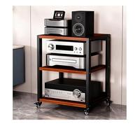 Wzmazingly Mobile HiFi 2/3/4/5 Ripiani Supporto Multimediale AV, Robusto Mobiletto Portaoggetti Stereo Per Lettori DVD/Giradischi/Decoder TV(Black+Brown,L55xW50xH70cm)
