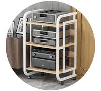 Wzmazingly Mobile HiFi A 3/4/5 Livelli, Supporto Per Media Componente Con Ruote E Ripiani In Legno Regolabili, Carrello Multimediale AV Per Home Theater Studio(White,50x42.5x70cm)