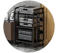 Wzmazingly Mobile HiFi A 3/4/5 Livelli, Supporto Per Media Componente Con Ruote E Ripiani In Legno Regolabili, Carrello Multimediale AV Per Home Theater Studio(Black,50x42.5x70cm)