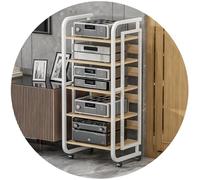 Wzmazingly Mobile HiFi A 3/4/5 Livelli, Supporto Per Media Componente Con Ruote E Ripiani In Legno Regolabili, Carrello Multimediale AV Per Home Theater Studio(White,50x42.5x110cm)