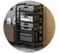 Wzmazingly Mobile HiFi A 3/4/5 Livelli, Supporto Per Media Componente Con Ruote E Ripiani In Legno Regolabili, Carrello Multimediale AV Per Home Theater Studio(Black,50x42.5x90cm)