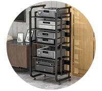 Wzmazingly Mobile HiFi A 3/4/5 Livelli, Supporto Per Media Componente Con Ruote E Ripiani In Legno Regolabili, Carrello Multimediale AV Per Home Theater Studio(Black,50x42.5x110cm)