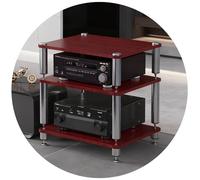 Wzmazingly Scaffali HiFi 2/3/4 Ripiani Mobiletto TV, Supporto In Legno Per Archiviazione Multimediale Per Casa, Sala Conferenze, Studio Di Gioco(Teak color,3 Tier-60cm Tall)