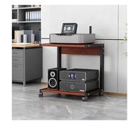 Wzmazingly Scaffali HiFi A 2 Livelli Con Ruote, Carrello Multimediale AV Scaffale Mobile Per Support, Torre Rack Audio In Legno, Deposito Domestico, Per Giradischi, TV Box(Black+Brown,H50cm/19.7in)