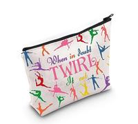WZMPA Baton Twirling Cosmetic Makeup Bag Twirlers Majorettes Gymnasts Gift When In Doult Twirl It Out Zipper Pouch Bag Twirling Merchandise, Quando in doult twirl, Vestibilità