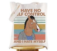 WZMPA Borsa per la spesa riutilizzabile con scritta "I Have No Self Control And I Hate Myself" (lingua italiana non garantita), Non ho Self Tg, medium