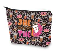 WZMPA Donuts and Coffee Cosmetic Makeup Bag Donuts Lover Gift She Wants The Donuts Makeup Zipper Pouch Bag per amici e familiari, Lei vuole il Bl, Vestibilità