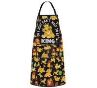 WZMPA Grembiule da cucina con leone e scritta "I Just Can't Wait To Be King", regolabile, con tasche, motivo: leone, Aspetta di essere re Ap, Medium