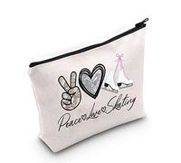 WZMPA Pattinaggio sul ghiaccio Cosmetico Make Up Bag Figura Pattinaggio Ispirato Regalo Pace Amore Pattinaggio Trucco Cerniera Sacchetto Sacchetto Pattinaggio Ice Merchandise, Pattinaggio di pace