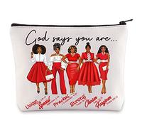 WZMPA Sorority DST Cosmetic Make up Bag Greco Sorority Gift Dio dice che sei Sorority Makeup Zipper Pouch Bag Sigma Theta Paraphernalia, Dio dice DST, Borsa cosmetica