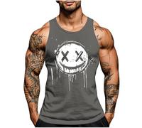 WZMYDBD Canottiera Uomo Palestra con Stampa Camicia Senza Maniche A Collo Rotondo Canottiere Uomo Cotone Slim Fit Traspirante E Leggera Assorbente per Allenamento E Fitness per Corsa Palestra