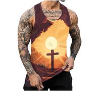 WZMYDBD Canottiere Uomo Cotone Spalla Larga Colorate Uomo Canotta con Stampa Spalla Larga Canotta Palestra Sportive Canottiera Cotone E Lino Leggera Traspirante Senza Manica Maglia Casual