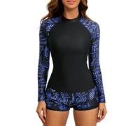 WZMYDBD Mezza Muta Donna Due Pezzi Manica Lunga Anti-UV Costume da Bagno subacqueo Beach Surfing per Immersioni subacquee Surf Snorkeling Push up Tankini Boyshort Sportivo